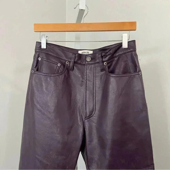NWT Agolde Recycled Leather Blend 90s Pinch Waist Pants size 28 - Picture 4 of 11